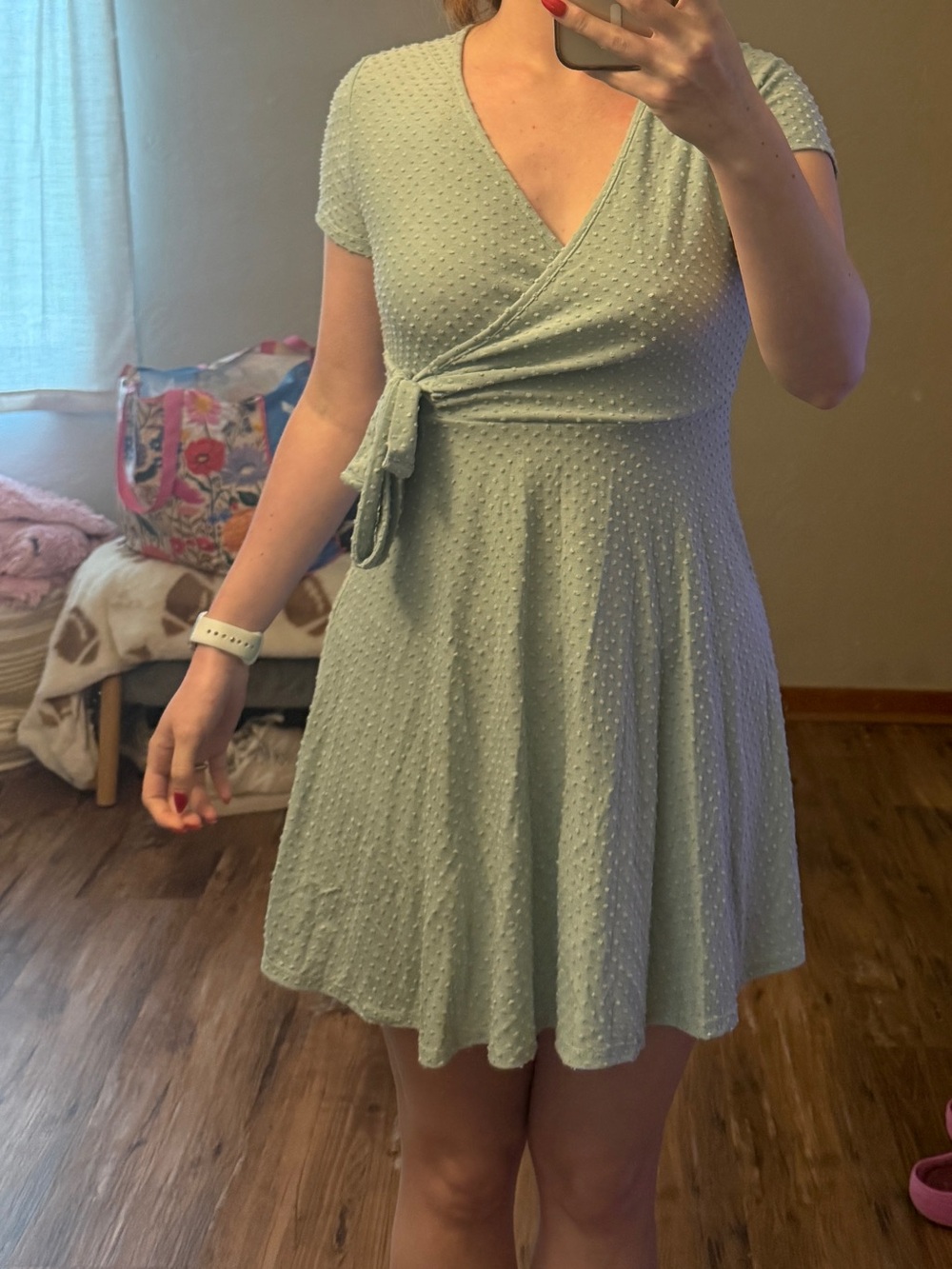Rolla Coster Teal Textured Wrap Mini Dress - Picture 1 of 5